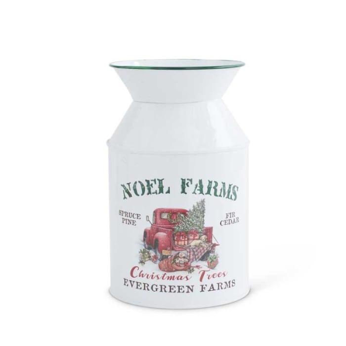 NOEL FARMS Milk Bottle White Enamelware