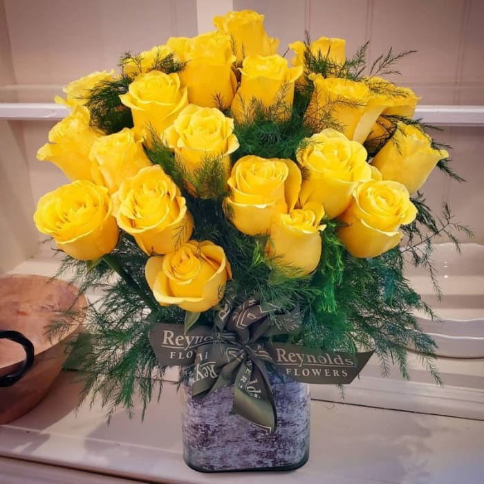 Two Dozen Yellow Rose Vase