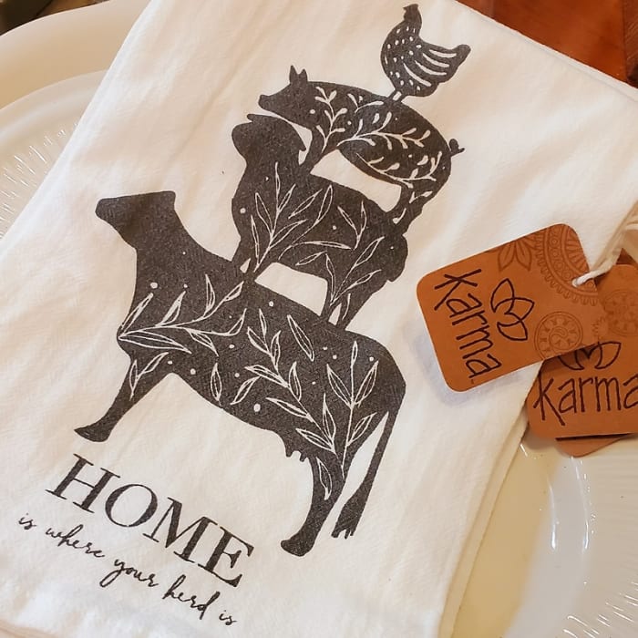 Tea Towel, Home is Where your Herd Is, Karma