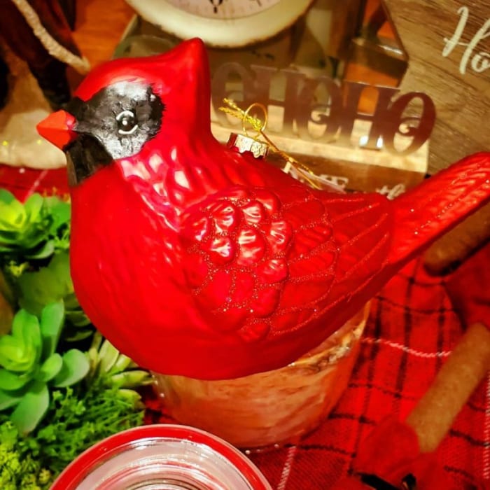 Red Glass Cardinal Ornament