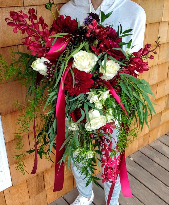 Large Nest Bride's Bouquet, Burgundy