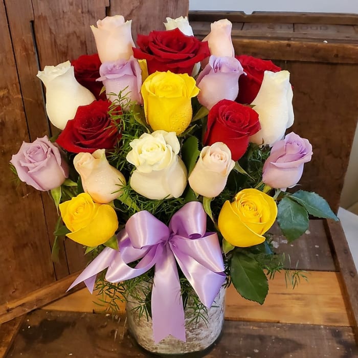 20 Mixed Rose Vase