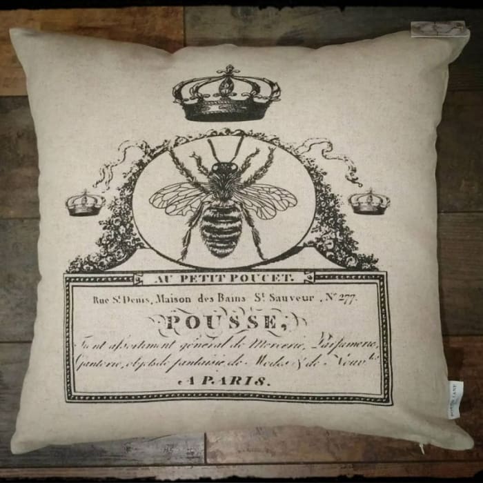 French Bee Inspirational Decor Pillow