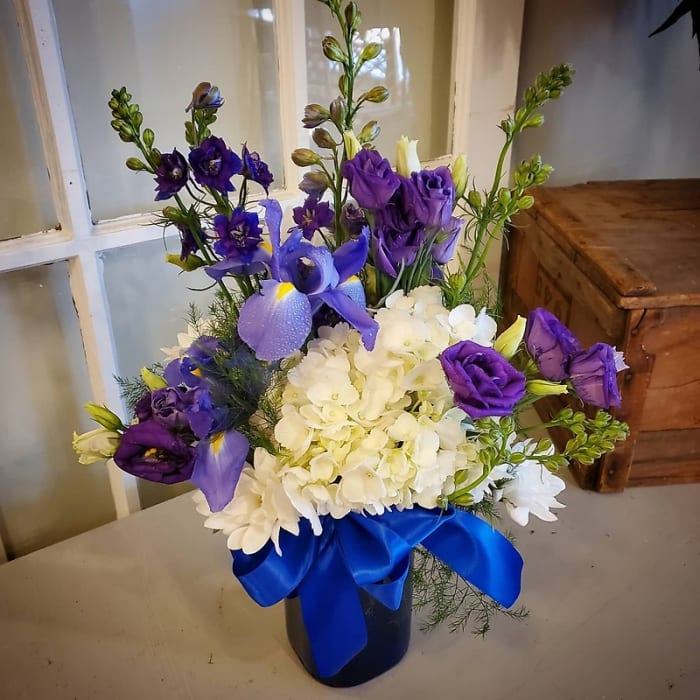 Happy Hanukkah Blue & White Vase