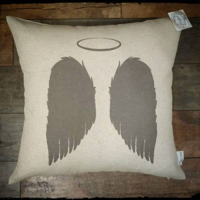 Angel Wings Inspirational Decor Pillow, Charcoal