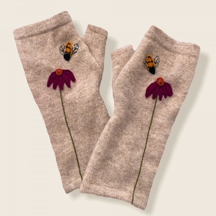 Fingerless Cashmere Gloves-Bee | Beige / One Size Fits Most