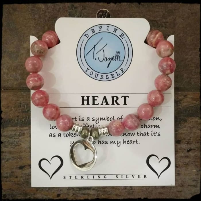 T.Jazelle Heart Bracelet #3, sterling silver, semiprecious stone