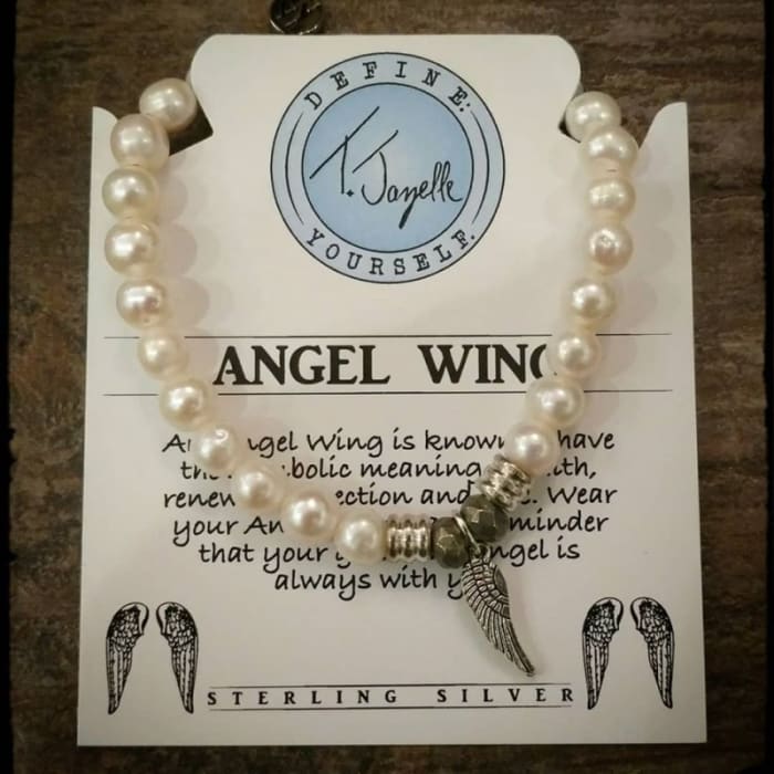 T.Jazelle Angel Wing Bracelet, sterling silver, semiprec. stone
