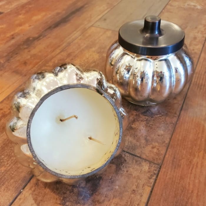 Pumpkin Mercury Glass Candle, Mulled Cider