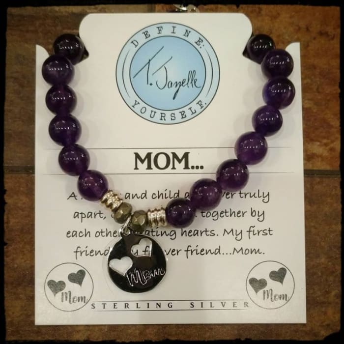 T.Jazelle Mom Bracelet #3, sterling silver & semi-precious stone
