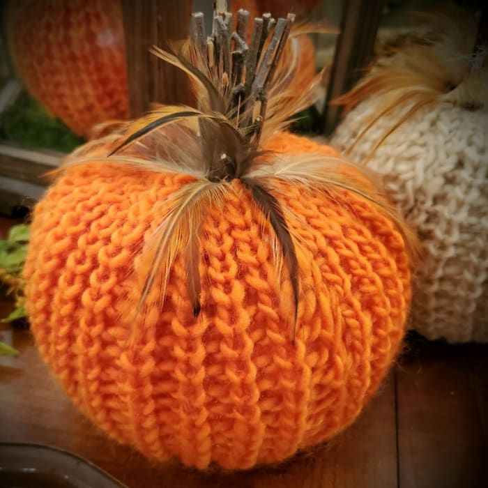 Crocheted Pumpkin, Orange, Large