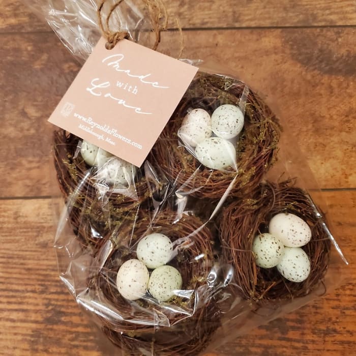 Set of 4 Bird's Nests with Eggs