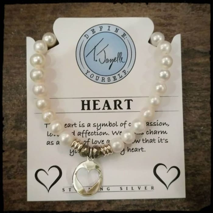 T.Jazelle Heart Bracelet #2, sterling silver, semiprecious stone