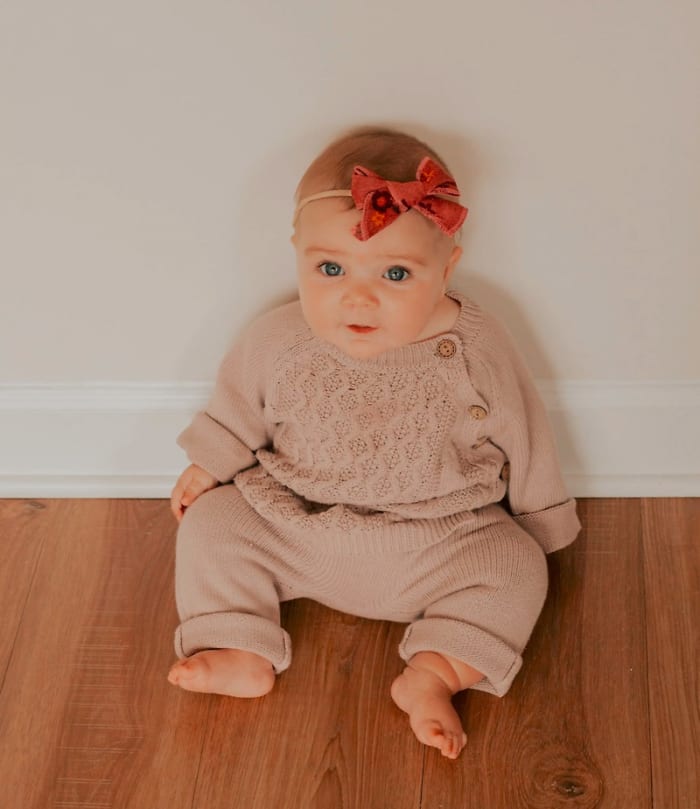 Sasha Cotton Knit 2pc Shirt & Pants Baby Outfit Set Winter Lily