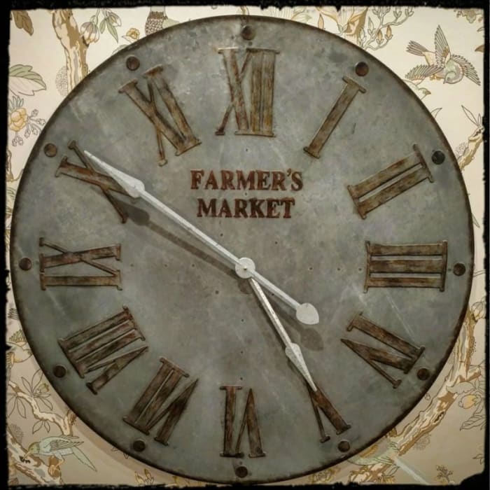 Large, Galvanized "Farmer's Market" Clock