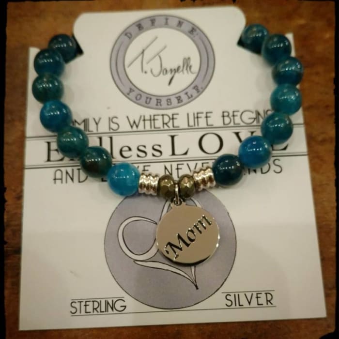 T.Jazelle Mom Bracelet #2, sterling silver & semi-precious stone