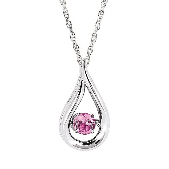 Pink Tourmaline Birthstone (October) in Sterling Silver Teardrop