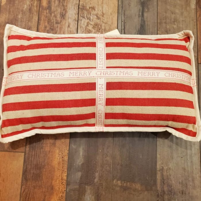 Merry Christmas Striped Pillow