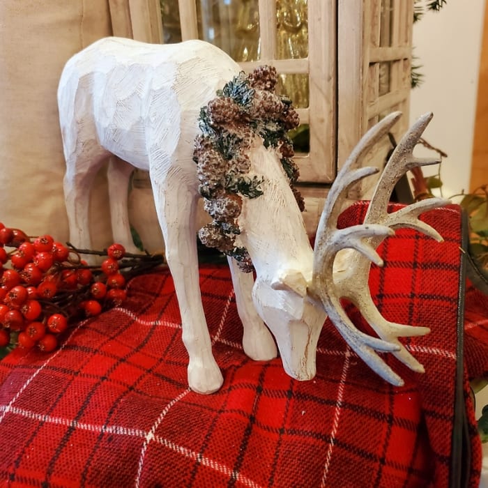 Nibbling White 'Whittled' Deer