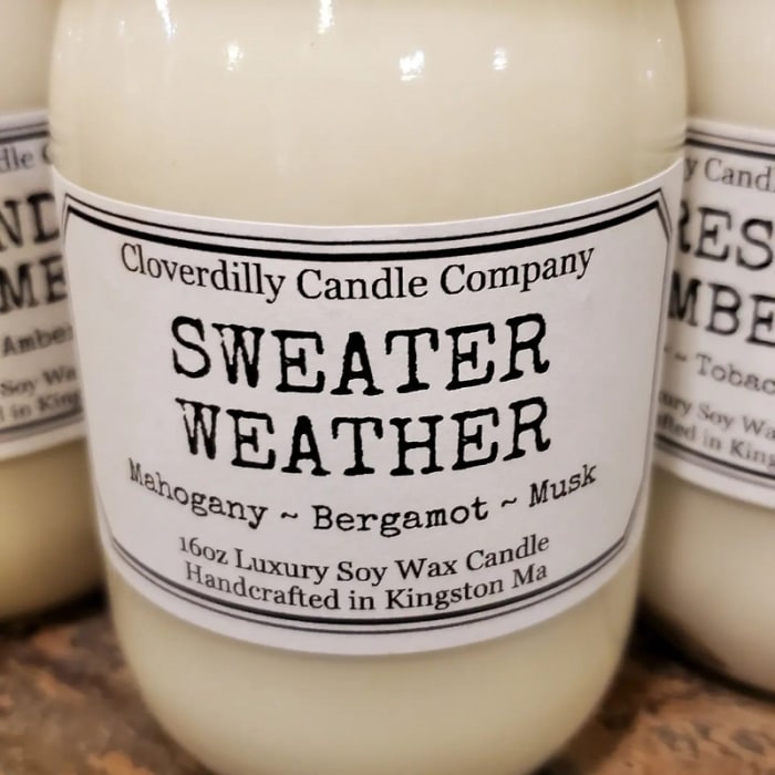 Cloverdilly Candle, Sweater Weather, 16oz.