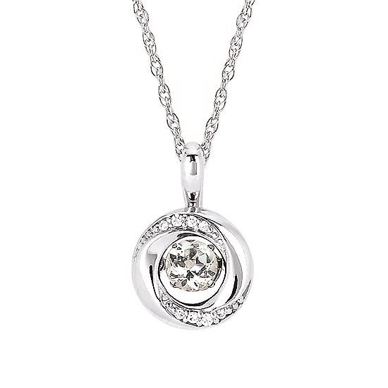 White Sapphire Birthstone(April) in Sterling Silver Knot Pendant