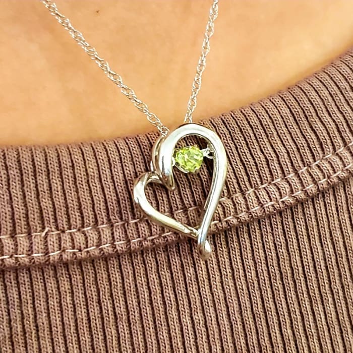 Peridot (AUGUST BIRTHSTONE) in Sterling Silver Heart Pendant