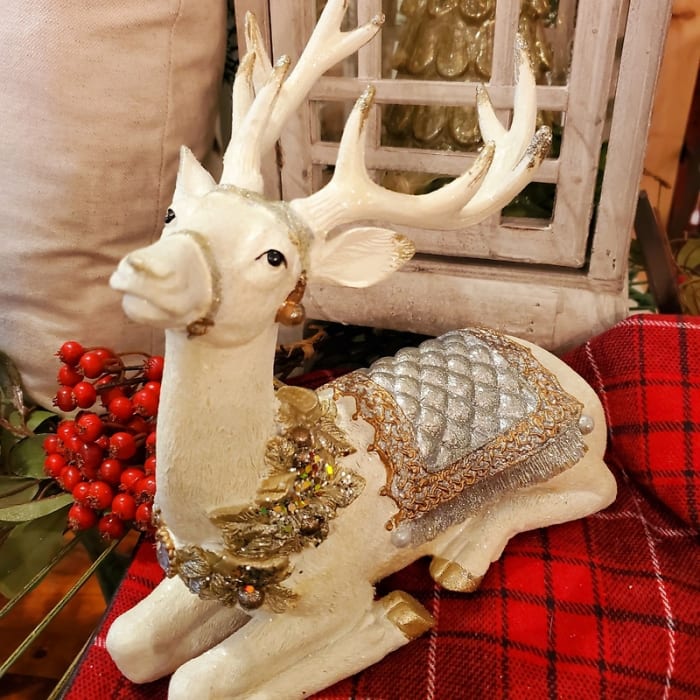Gold and Silver Sitting Deer