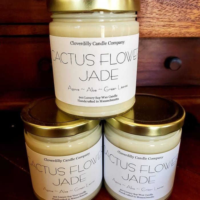 Cloverdilly Candle, Cactus Flower Jade 9oz.