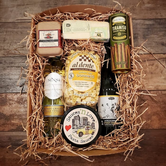 Italian Treats Tray with White Wine