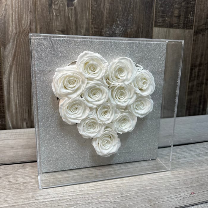 Rose Heart in Acrylic Frame 