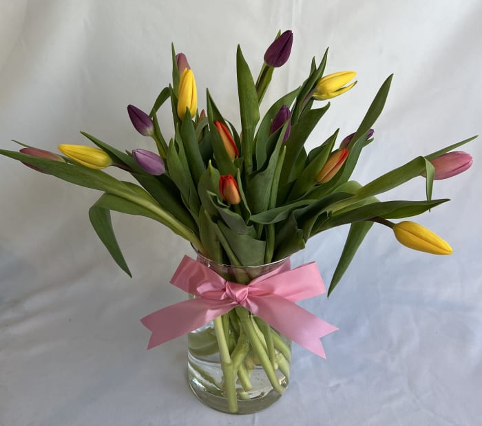 Colorful Tulips In A Vase