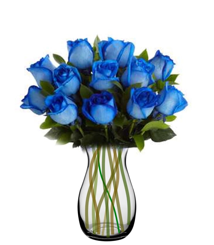 Blue Roses Dozen
