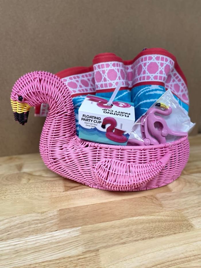 Pink Flamingo Gift Basket 