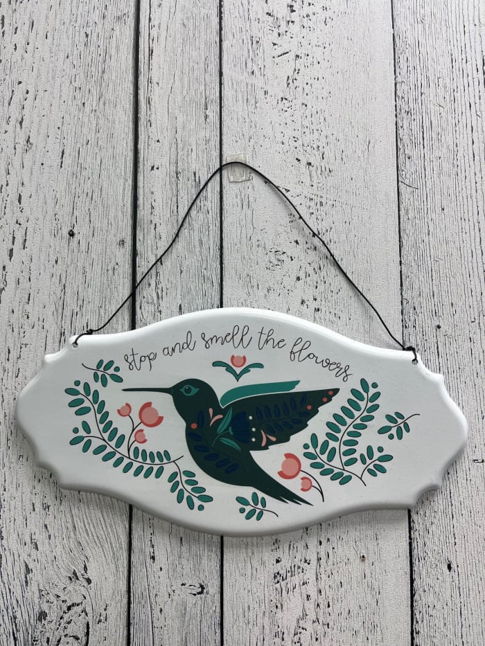 Metal Hummingbird sign