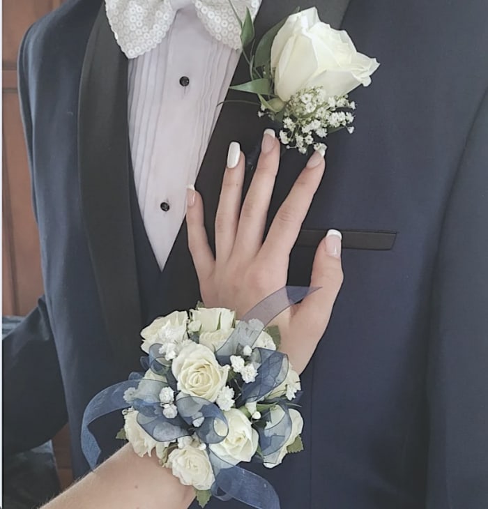 White Rose Real Flower Corsage and Boutonniere