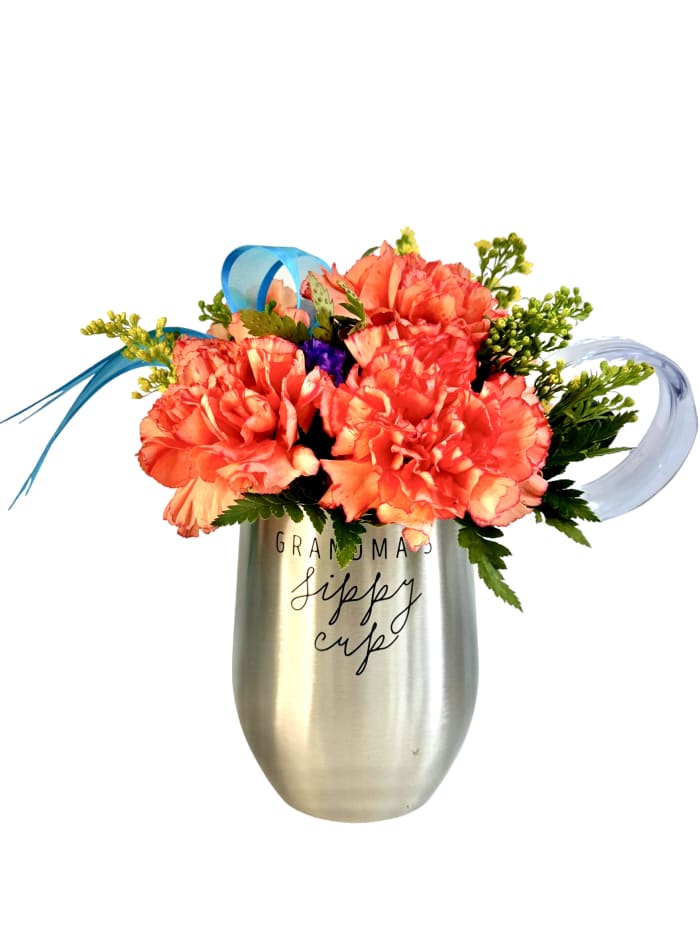 Grandma's Sippy Cup with Flowers