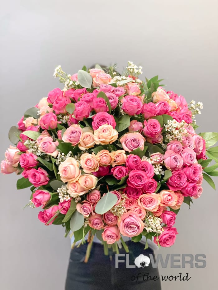 Shades of Pink Spray Roses Bouquet.