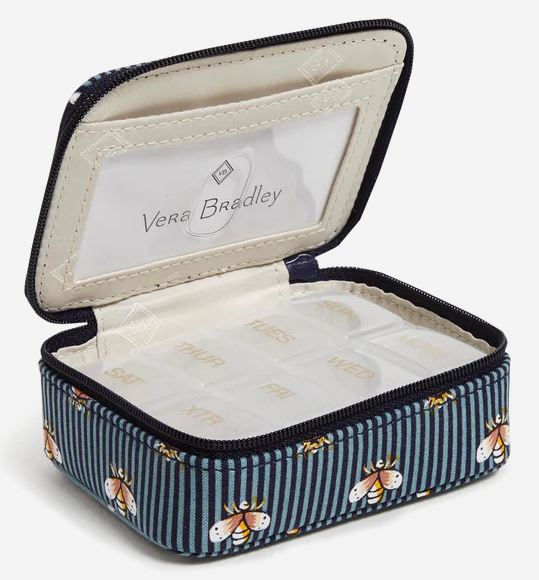 Travel Pill Case - Bees Navy