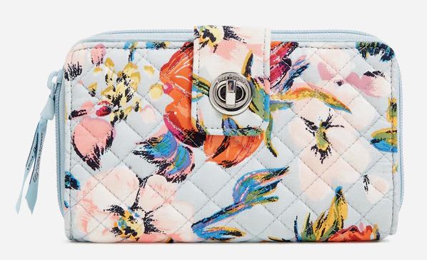 RFID Turnlock Wallet in Recycled Cotton - Sea Air Floral
