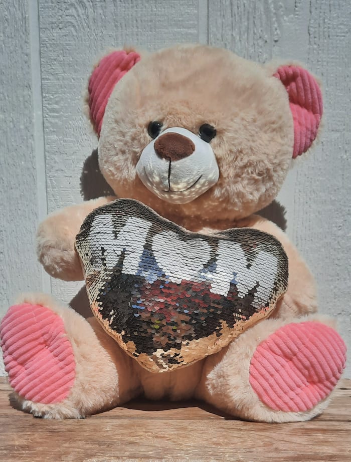 HURRY! LAST ONE!--MOM Sequin Bear