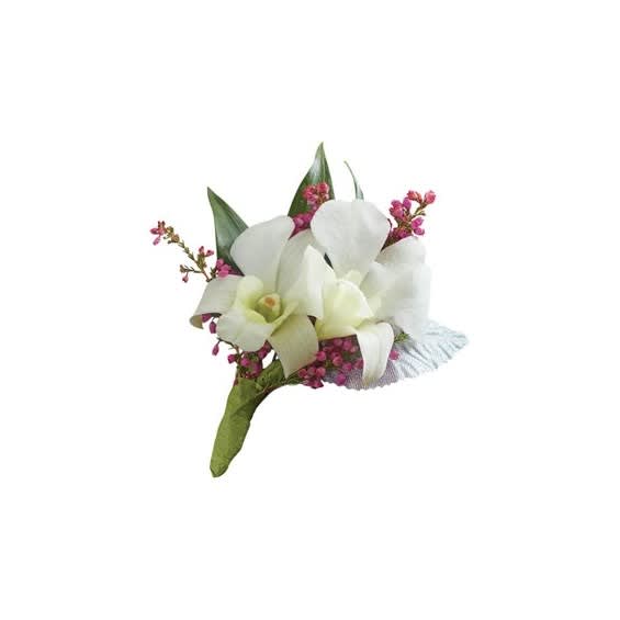 White Dendrobium Orchid Boutonniere