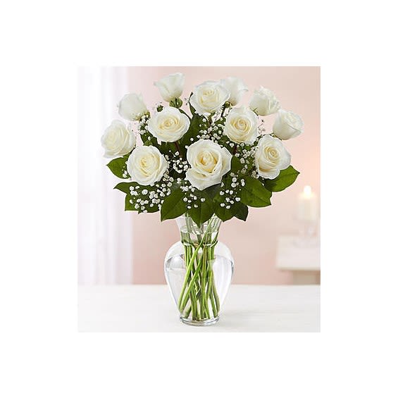 Classic Dozen White Rose Vase