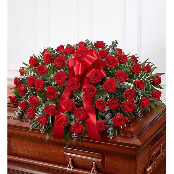 Red Rose Half Casket Cover