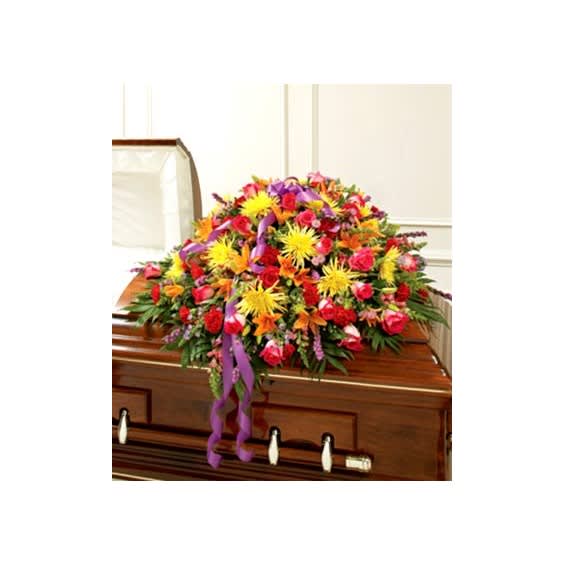 Multicolor Bright Mixed Flower Half Casket Cover