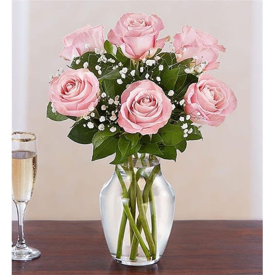 Classic 6 Pink Rose Vase