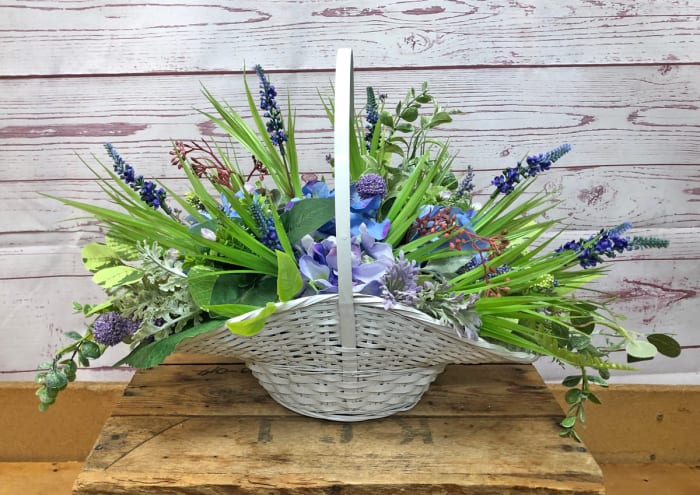 Blissful Blues Basket in Silk (Artificial)