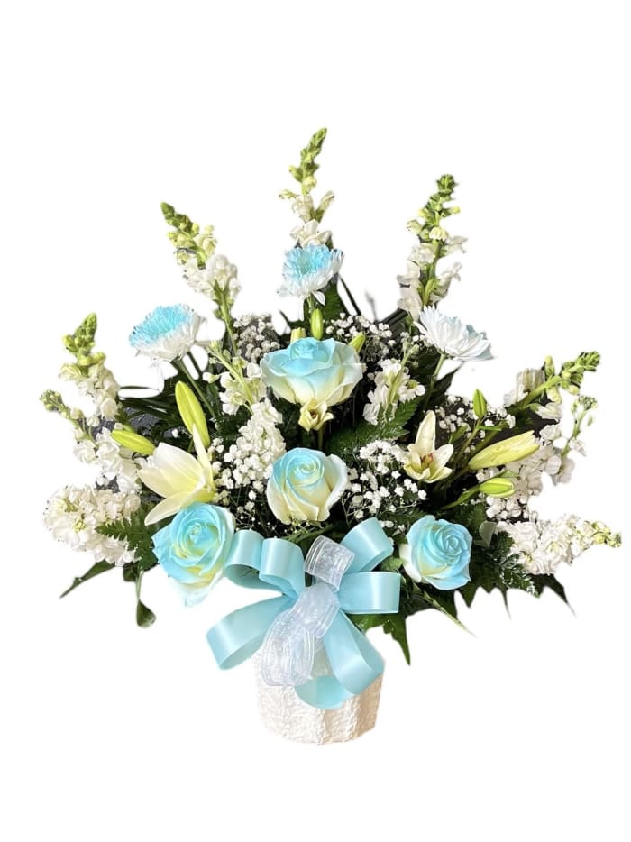 Turquoise and White Basket