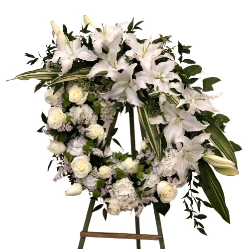 Peaceful White Lily Wreath