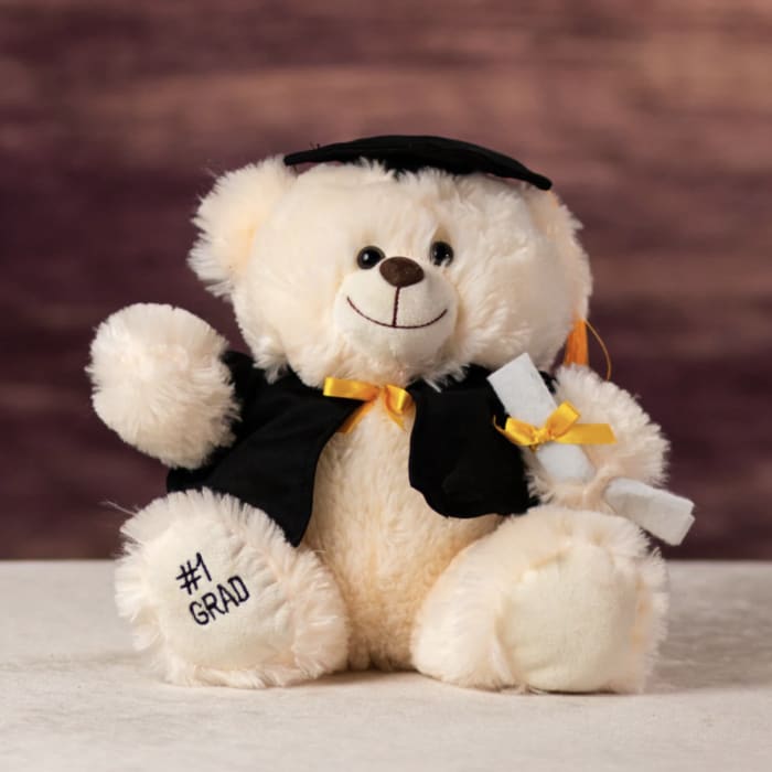 11" White Graduation Bear