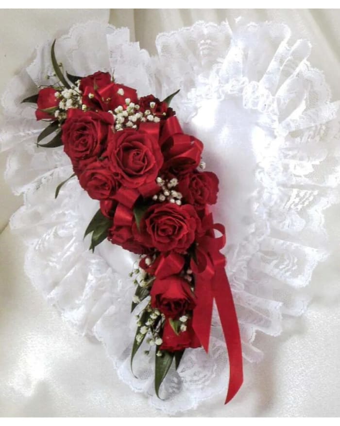 Red Rose Satin Heart